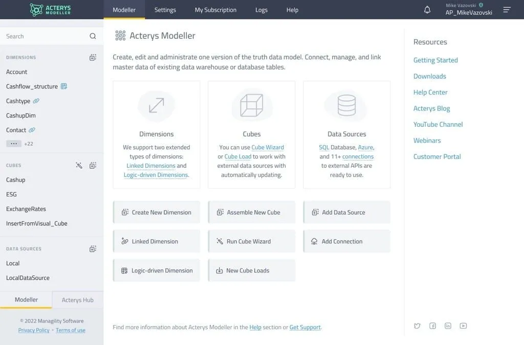 Acterys Modeller画面