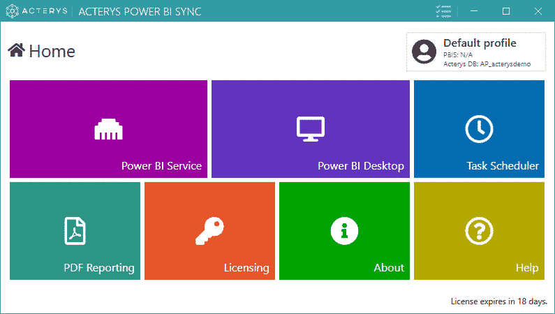 Acterys Power BI Sync画面