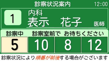 診察室呼び込み表示機(小型) 表示サンプル1